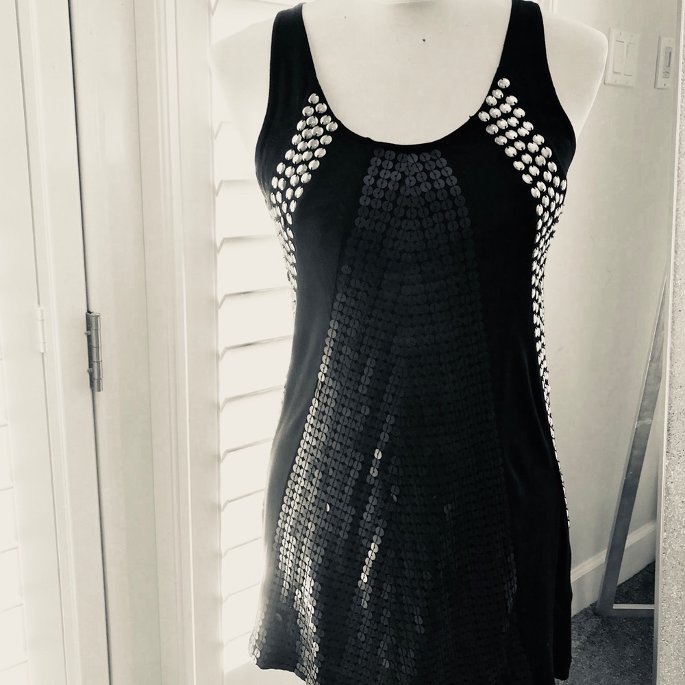 Black Sequin and Silver Studded Tank Tunic